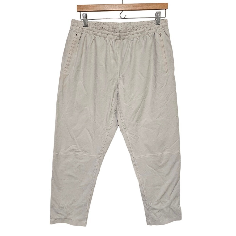Outdoor Voices RecTrek Pants Light Beige Elastic Waist Side Zip‎ Pockets Large ~
